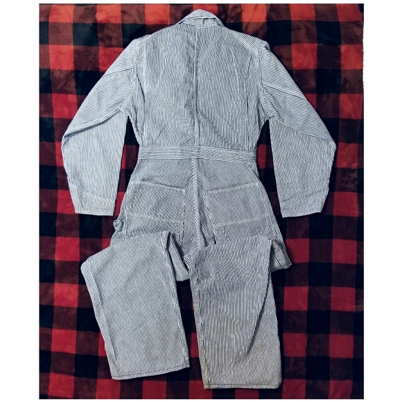 ☆☆TRUE VINTAGE☆☆1960's HICKORY STRIPE SELVEDGE COVERALLS‐ 30"x30" - Picture 11 of 11